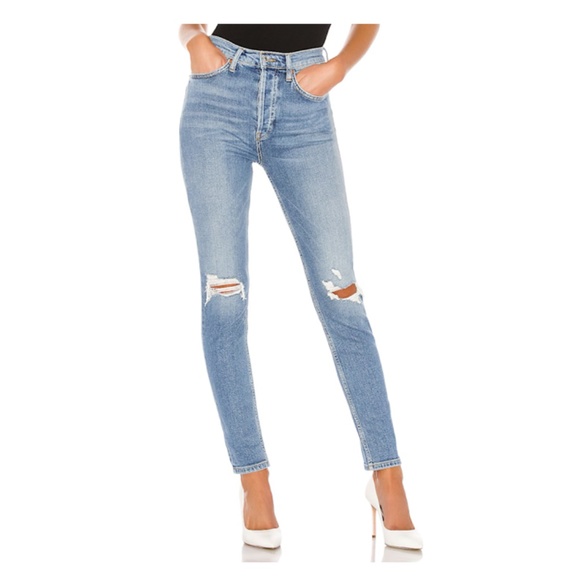 RE/DONE Ultra High Rise Jean Size 24 Fade Away Destructed - Picture 1 of 14